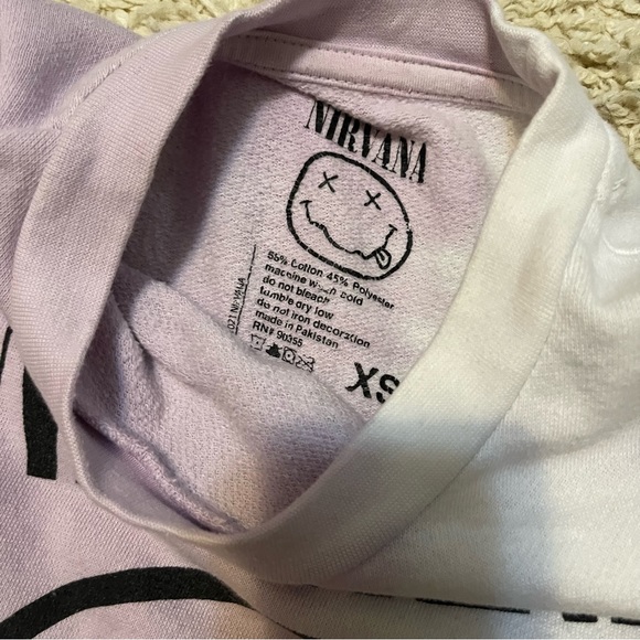 Nirvana Tie Dye Pullover Sweatshirt Size Small Pink Blue White size xs - Picture 3 of 3